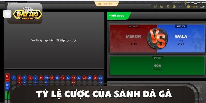 Tỷ lệ cược của sảnh đá gà tại cổng game